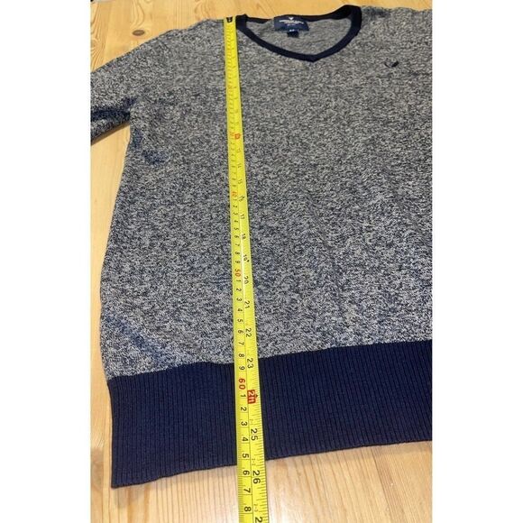 American Eagle Men’s Embroidery Logo Marled Knit V-Neck Sweater size Small - Picture 3 of 9